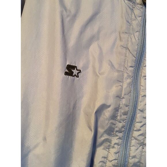 Y2K Starter Adult Sz Med‎ Windbreaker 1/4 Zip Popover Jacket Blue Hooded - Picture 7 of 11